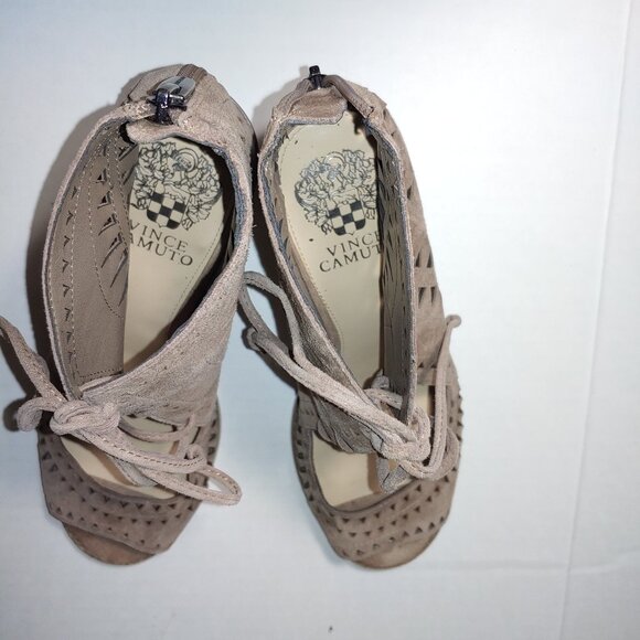 Vince Camuto TARITA Leather Cutout Lace-Up Sandals Size 9 Tan - Picture 4 of 11